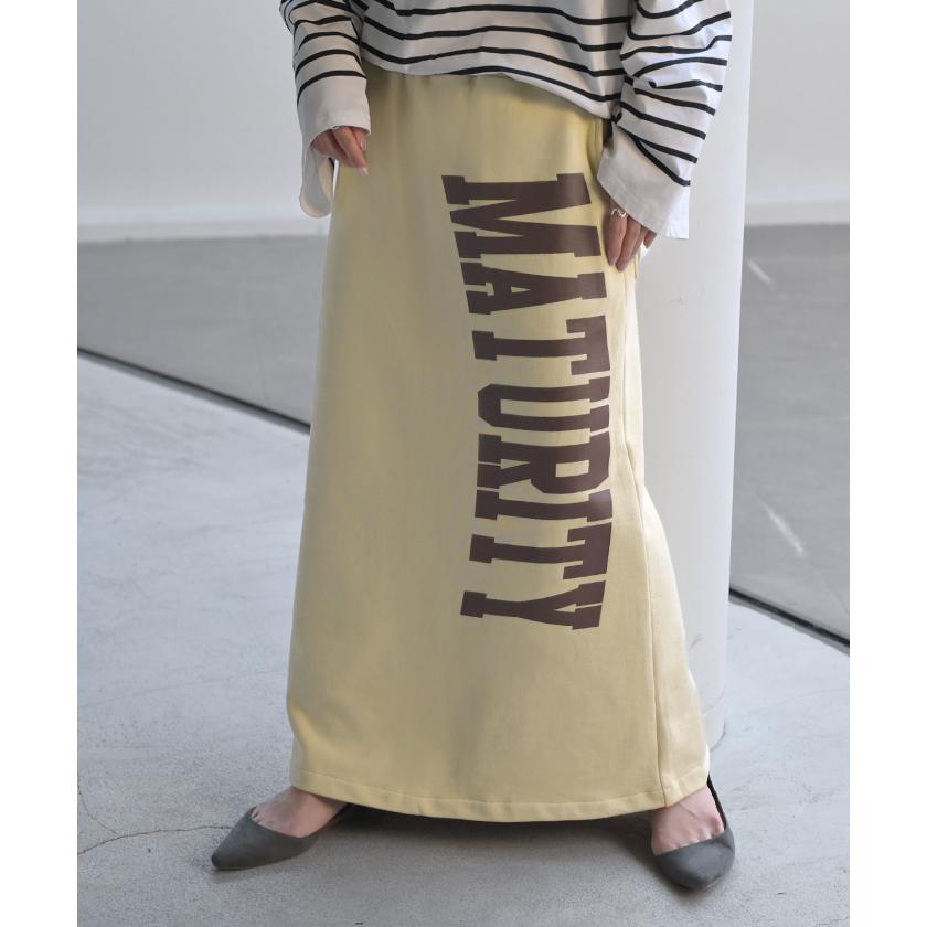 スカート ロゴ スウェット タイトスカート スウェットスカート タイト Iライン レディース ロング ロングスカート | HUG.U | 07