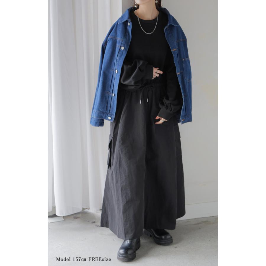 ワンピース 異素材 ドッキング スウェット ワンピ レディース ロング ロングワンピース カーゴスカート | HUG.U | 05