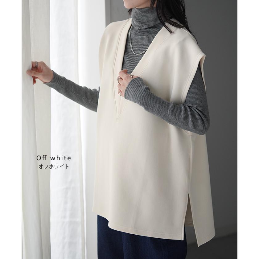 ベスト ニット レディース チュニック レイヤー レイヤード トップス セーター ロング 深vネック 重ね着 | HUG.U | 15