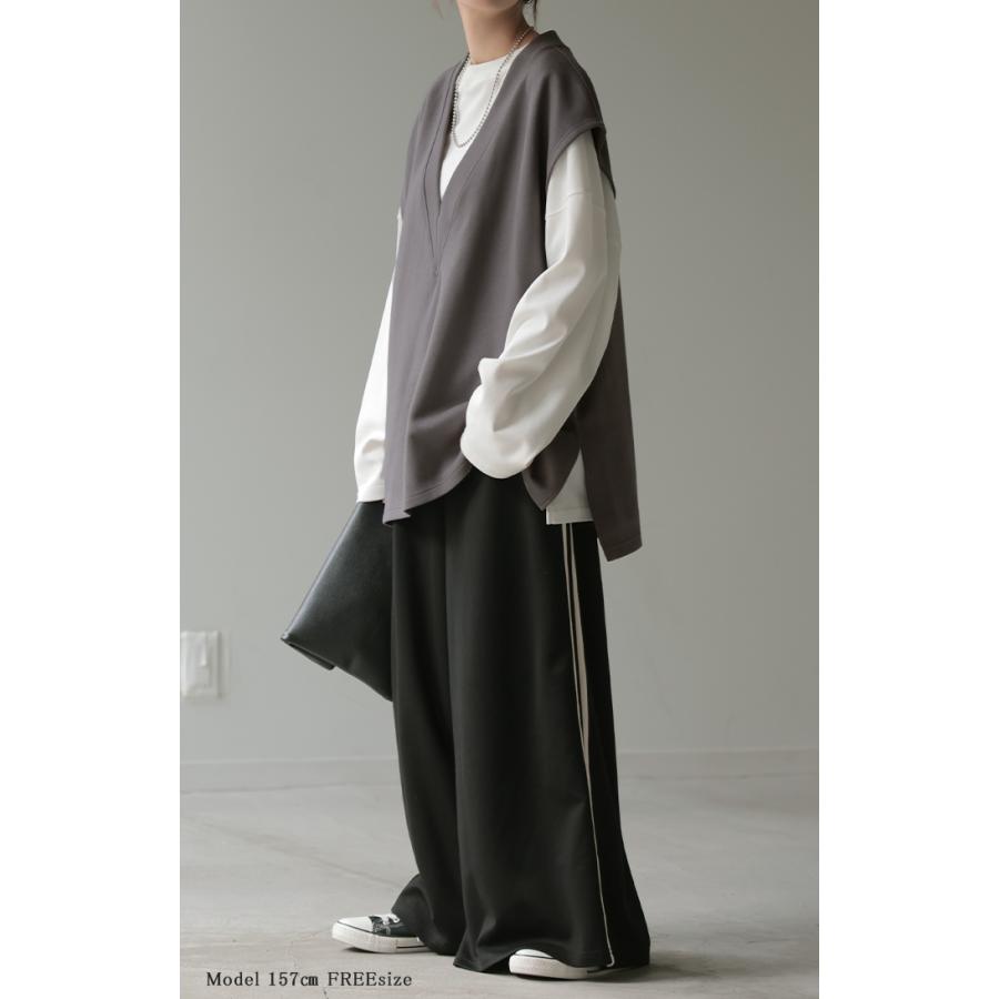 ベスト ニット レディース チュニック レイヤー レイヤード トップス セーター ロング 深vネック 重ね着 | HUG.U | 10