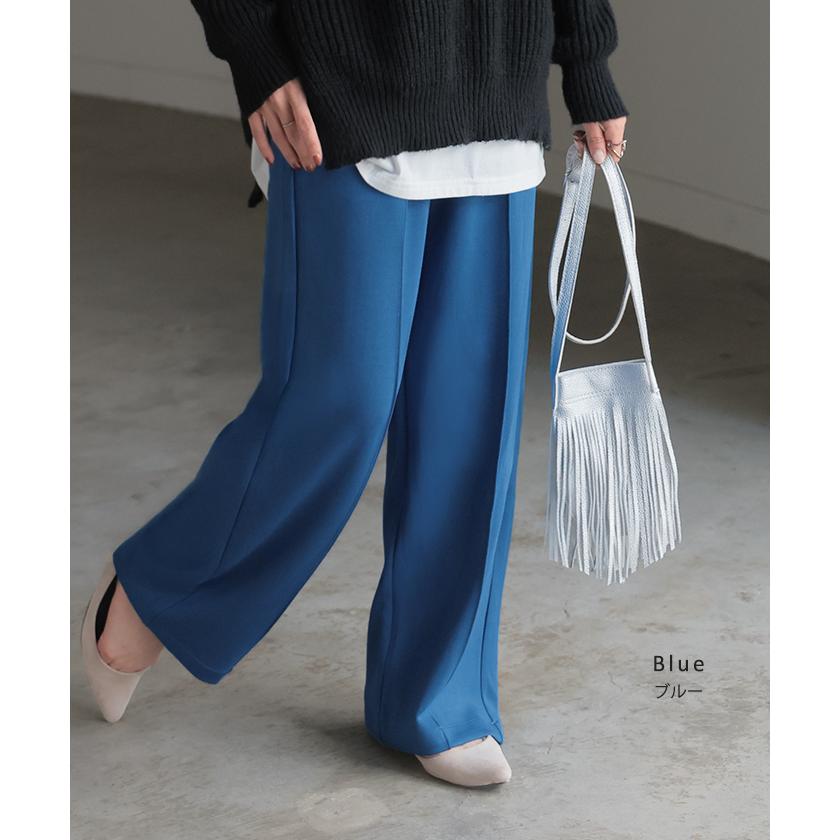 パンツ ワイド 選べる 丈 レディース ワイドパンツ ロング ロングパンツ カラーパンツ スラックス 体型カバー ボトムス ボトム ストレート ズボン ゆったり | HUG.U | 22