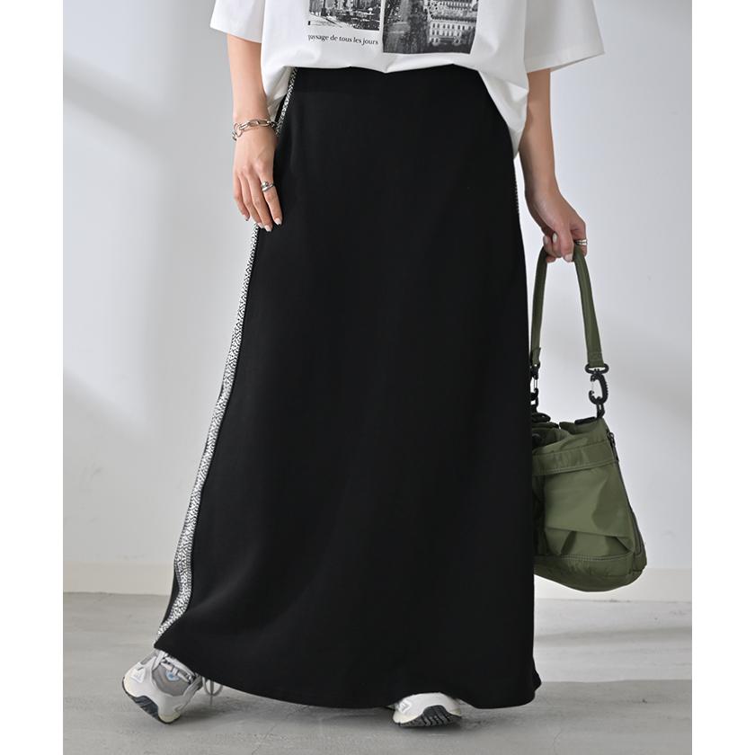 スカート 別売り セットアップ可 スウェット 刺繍 スウェットスカート ラインスカート Aライン レディース ロング | HUG.U | 06