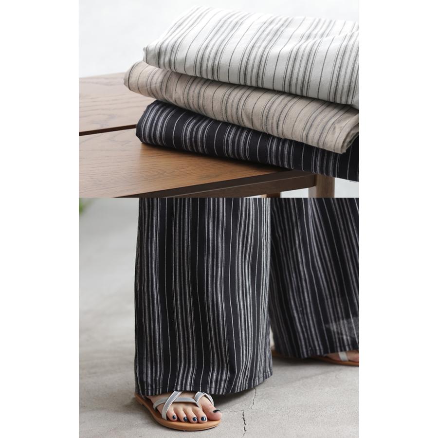 パンツ ワイドパンツ リネン 綿 レディース フレアパンツ ワイド タックパンツ ナチュラル ロング ロングパンツ ズボン ずぼん ボトムス | HUG.U | 19
