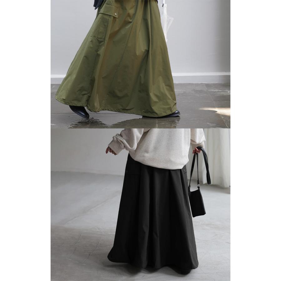 スカート 撥水 ロング レディース ボトムス カーゴ 長い ロングスカート ウエストゴム ミリタリー | HUG.U | 10