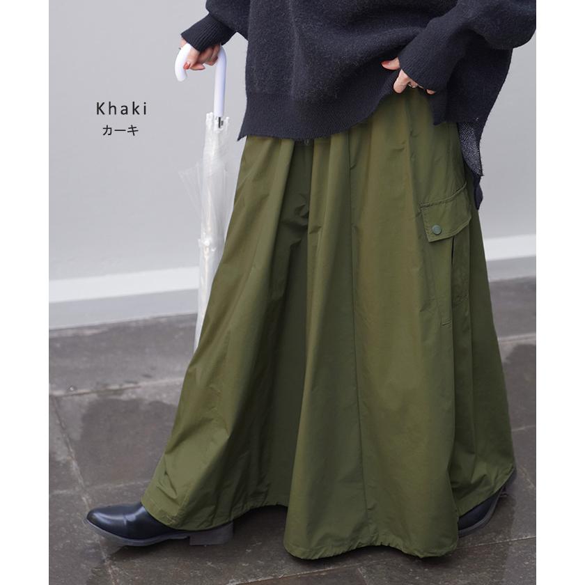 スカート 撥水 ロング レディース ボトムス カーゴ 長い ロングスカート ウエストゴム ミリタリー | HUG.U | 12