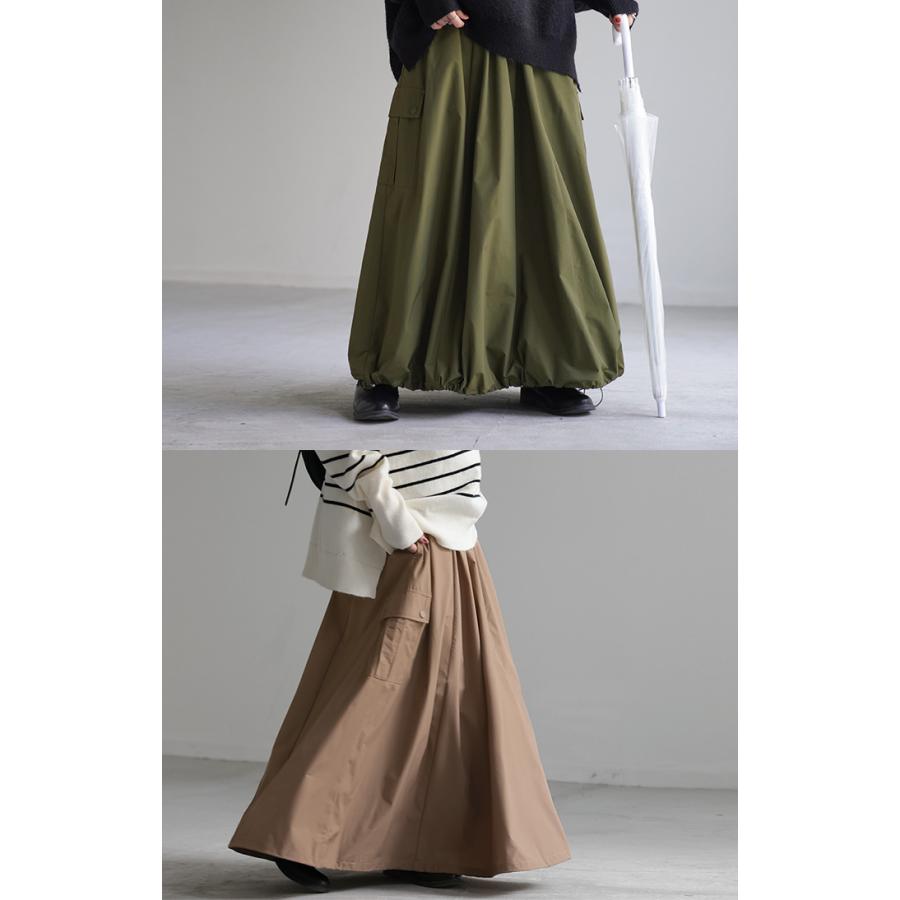 スカート 撥水 ロング レディース ボトムス カーゴ 長い ロングスカート ウエストゴム ミリタリー | HUG.U | 15