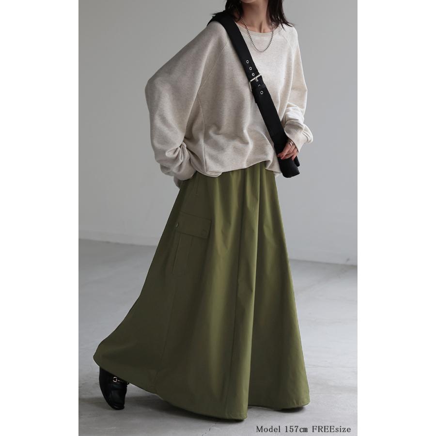 スカート 撥水 ロング レディース ボトムス カーゴ 長い ロングスカート ウエストゴム ミリタリー | HUG.U | 19