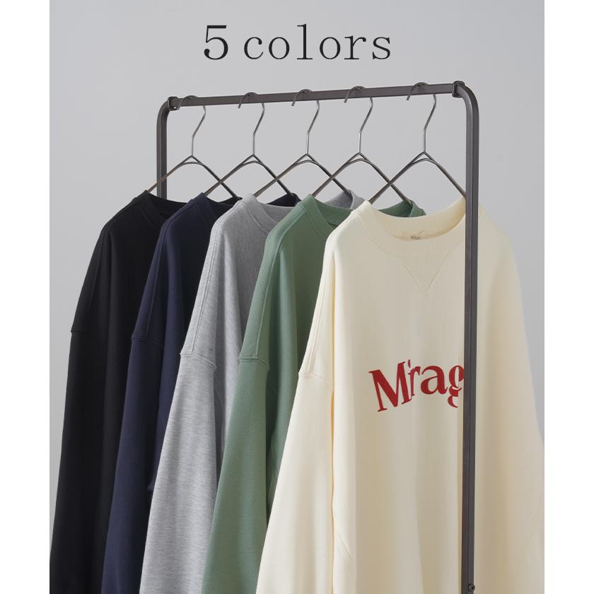 スウェット ロゴ ロング レディース トップス 長袖 Uネック ボリュームスリーブ お尻が隠れる ドルマン チュニック ストレッチ ドロップショルダー | HUG.U | 14