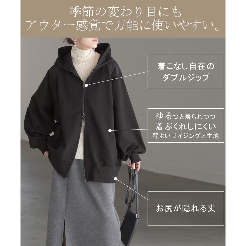 パーカー レディース アウター ライトアウター トップス スウェット フード フード付き 長袖 トレーナー ポケット ジップ ジッパー ビッグ ナイロン | HUG.U | 14