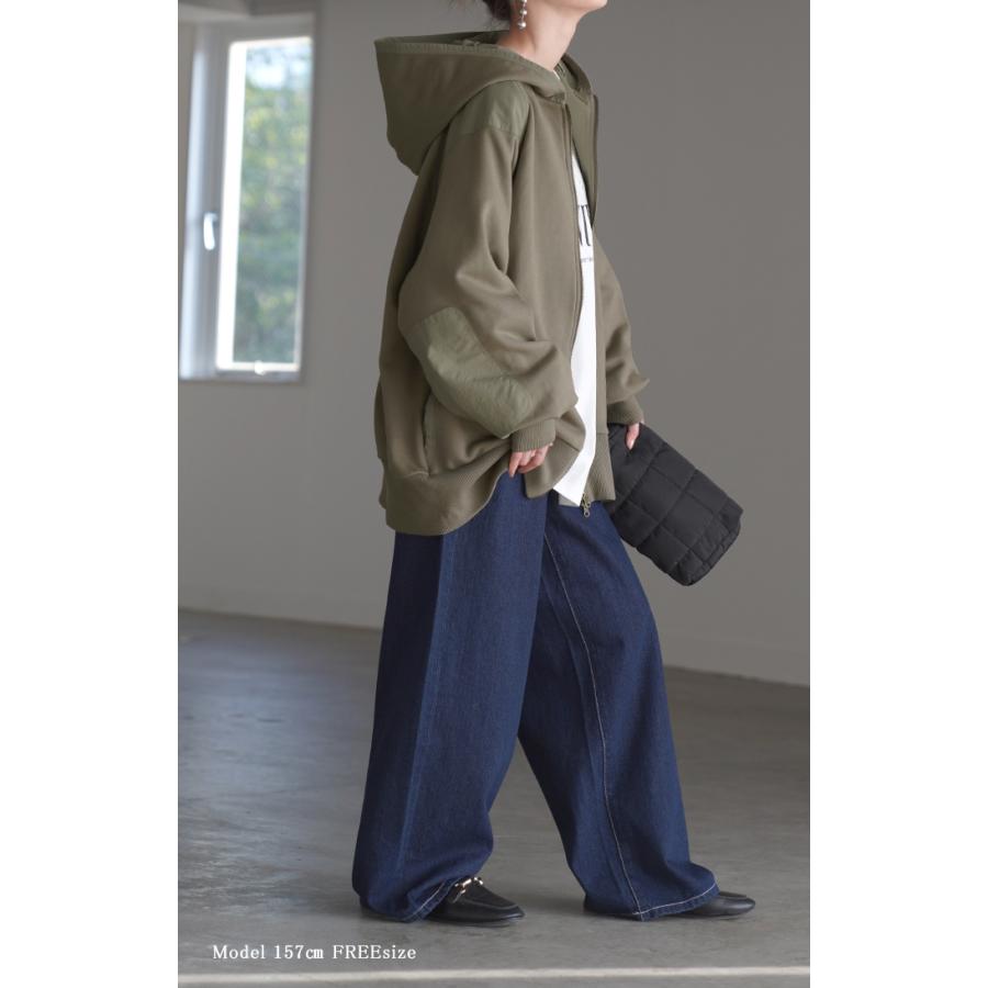 パーカー レディース アウター ライトアウター トップス スウェット フード フード付き 長袖 トレーナー ポケット ジップ ジッパー ビッグ ナイロン | HUG.U | 11