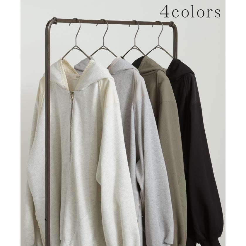 パーカー レディース アウター ライトアウター トップス スウェット フード フード付き 長袖 トレーナー ポケット ジップ ジッパー ビッグ ナイロン | HUG.U | 12