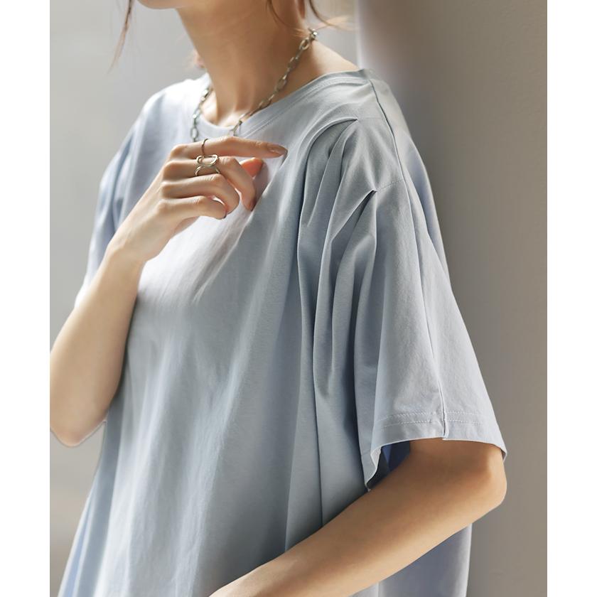 Tシャツ 接触冷感 ロング レディース トップス ティーシャツ 涼しい 薄手 カットソー ドルマン ビッグ | HUG.U | 09