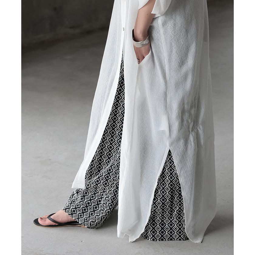 パンツ 刺繍 ワイド 綿100％ レディース ロング ワイドパンツ 太い ガウチョ ガウチョパンツ ズボン ハイウエスト カットワークレース | HUG.U | 16