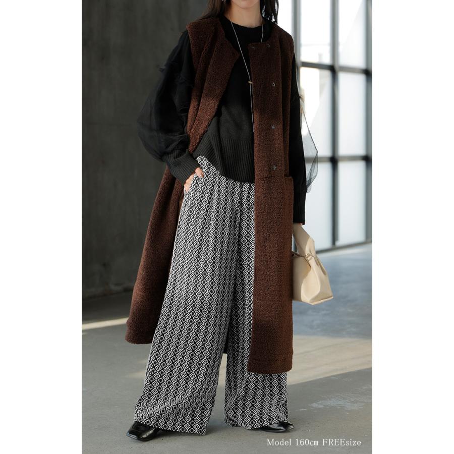 HUG.U（ハグユー） パンツ 刺繍 ワイド 綿100％ レディース ロング