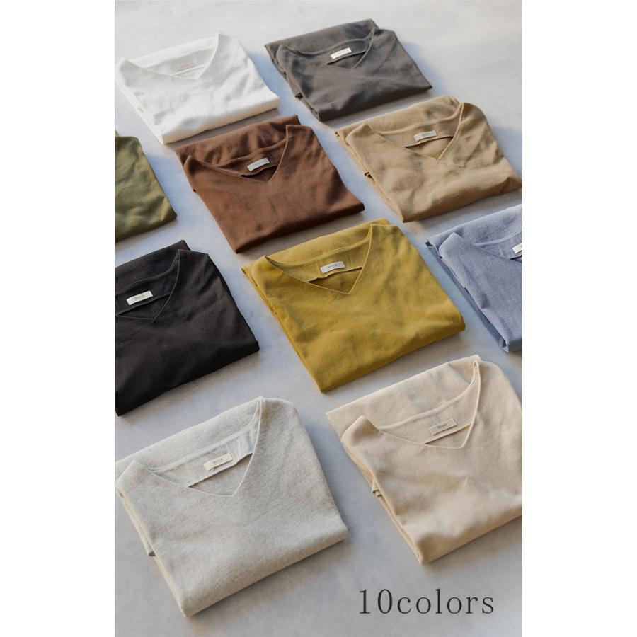 カットソー レディース ロンT 選べる Uネック Vネック 綿100% レディース トップス ティーシャツ 無地 長袖 Tシャツ | HUG.U | 21