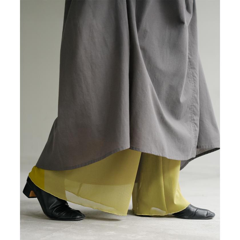ペチパンツ メッシュ 綿 レディース レイヤード ペチコート ワイド パンツ 無地 コットン シアー 切り替え | HUG.U | 10