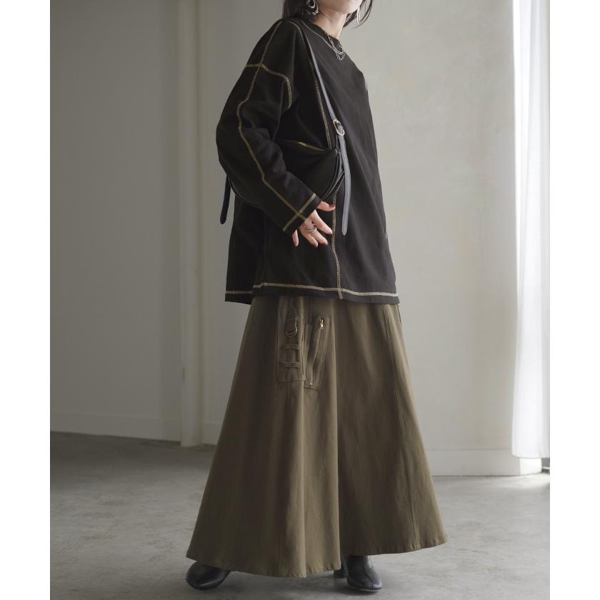 カットソー T レディース ティーシャツ 無地 長袖 Tシャツ ロング チュニック 綿100 ルーズ ビッグ | HUG.U | 14