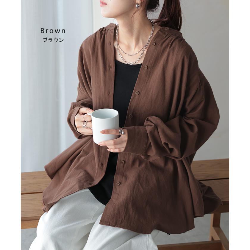 HUG.U シャツ 微起毛 トップス ロング 綿100％ レディース ロング