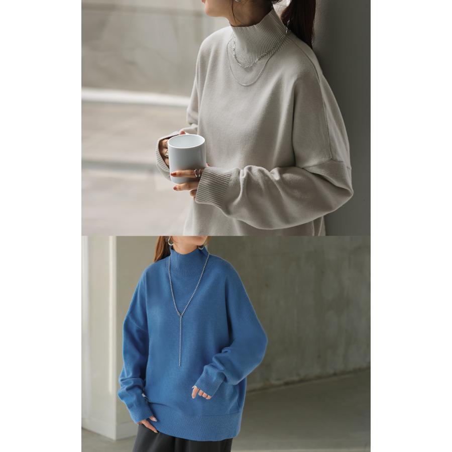 ニット タートルネック レディース セーター 体型カバー タートルニット トップス 長袖 ハイネック ハイネックニット | HUG.U | 13
