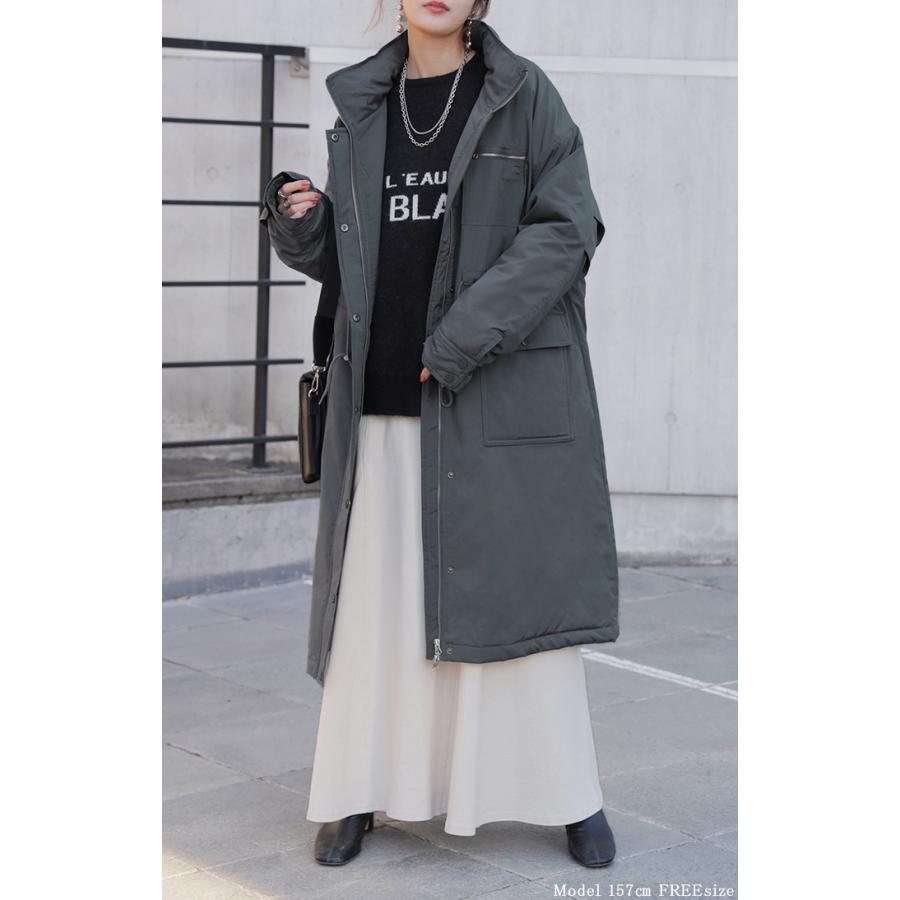 コート 中綿 軽量 耐久性 レディース アウター ロング ロングコート フェイクダウン ダウンコート フード タートルネック | HUG.U | 13