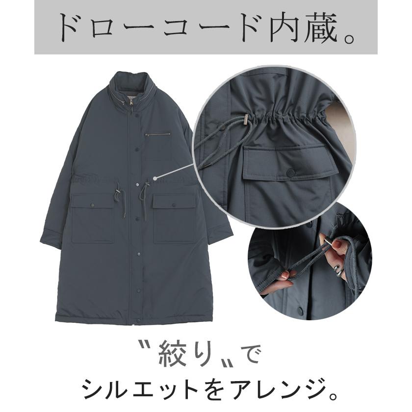 コート 中綿 軽量 耐久性 レディース アウター ロング ロングコート フェイクダウン ダウンコート フード タートルネック | HUG.U | 18