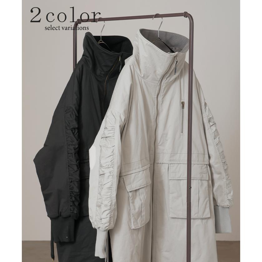 コート 中綿 ロング レディース アウター 2way 無地 長袖 リブ タートルネック ハイネック ロングコート | HUG.U | 11