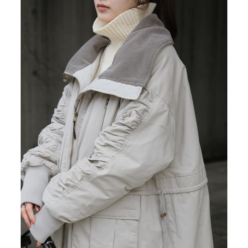 コート 中綿 ロング レディース アウター 2way 無地 長袖 リブ タートルネック ハイネック ロングコート | HUG.U | 10