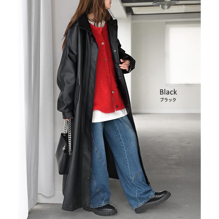 HUG.U（ハグユー） アウター コート ロング レザー風 レディース