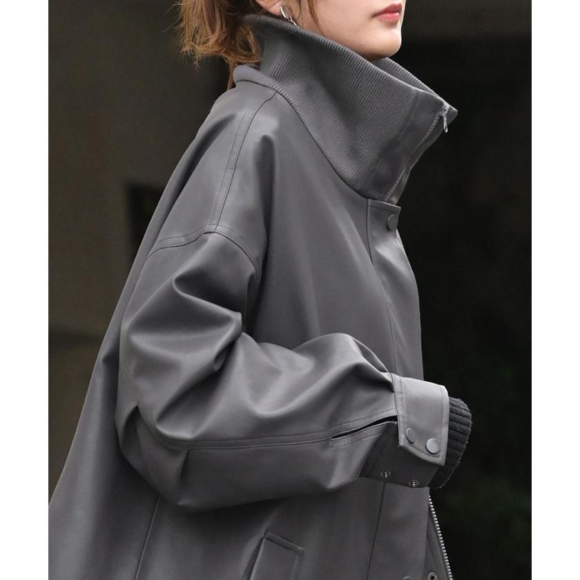 ダークグレー ロング丈 フルジッパーコート ダークグレー ロング丈 フルジッパーコート