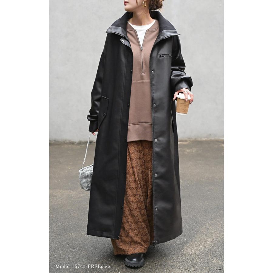 HUG.U（ハグユー） アウター コート ロング レザー風 レディース