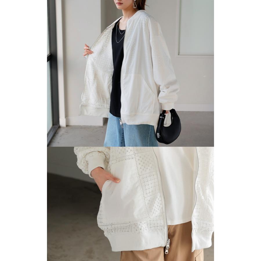 ブルゾン レース 撥水 リバーシブル レディース アウター ロング ナイロン ジャケット ジャンパー 羽織 | HUG.U | 15