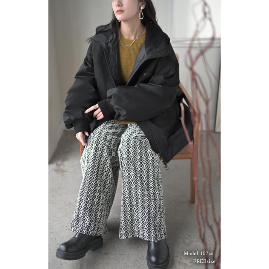 アウター ジャケット 中綿 ミリタリー レディース ロング コート ブルゾン オーバー ハイネック あったか 羽織 YKK ダブルジップ ボタン ポケット ドロスト | HUG.U | 17