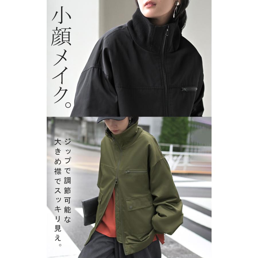 アウター ジャケット 中綿 ミリタリー レディース ロング コート ブルゾン オーバー ハイネック あったか 羽織 YKK ダブルジップ ボタン ポケット ドロスト | HUG.U | 04