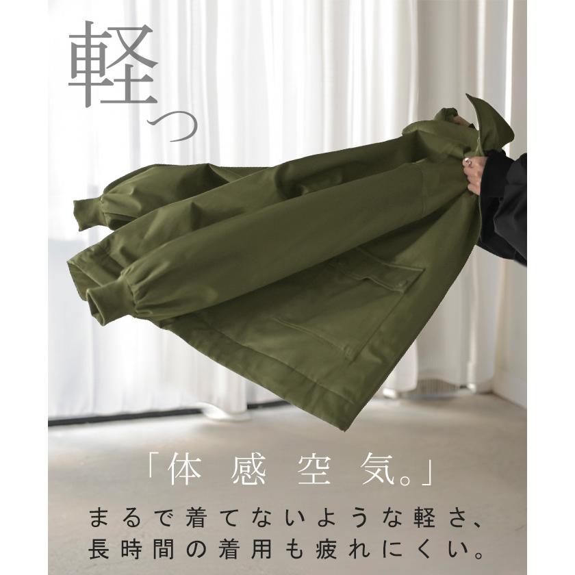 アウター ジャケット 中綿 ミリタリー レディース ロング コート ブルゾン オーバー ハイネック あったか 羽織 YKK ダブルジップ ボタン ポケット ドロスト | HUG.U | 08