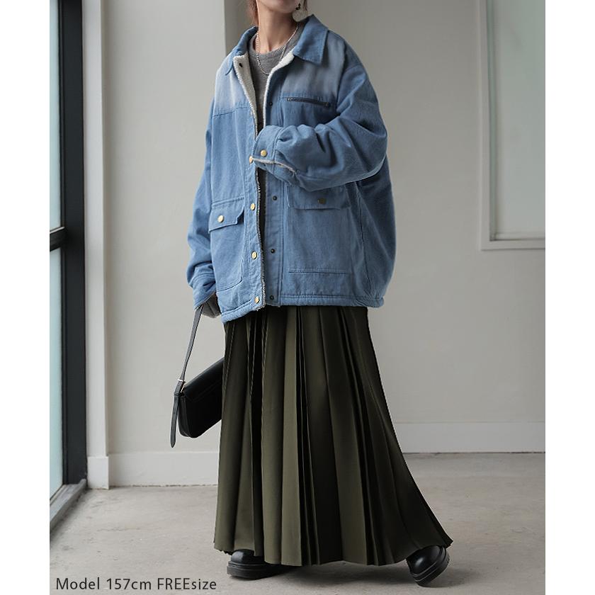 Gジャン デニム ボア アウター デニムジャケット レディース ボアアウター トップス ジャケット ブルゾン | HUG.U | 17