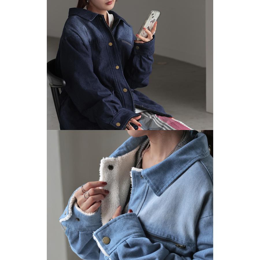 Gジャン デニム ボア アウター デニムジャケット レディース ボアアウター トップス ジャケット ブルゾン | HUG.U | 05