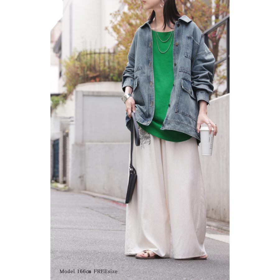 ジャケット デニムジャケット Gジャン ポケット レディース デニム アウター ジャンパー ビッグシルエット 羽織 オーバーサイズ ゆったり ドロップショルダー | HUG.U | 06