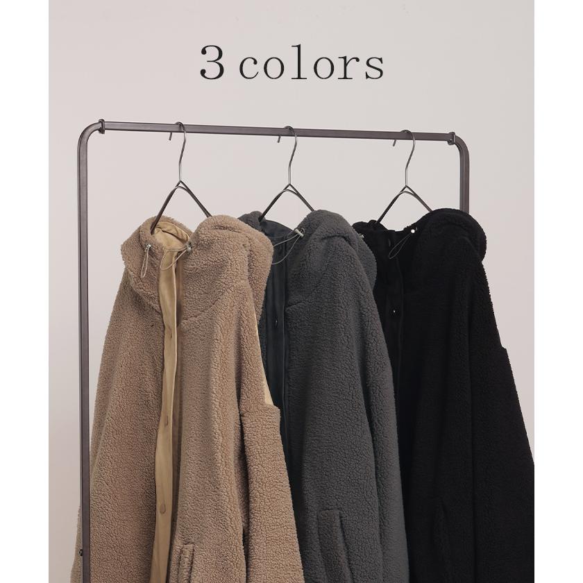 ボアジャケット スウェード フード アウター レディース ロング パーカー ジャケット ブルゾン ボアコート ボアパーカー ボアアウター ドロップショルダー | HUG.U | 13