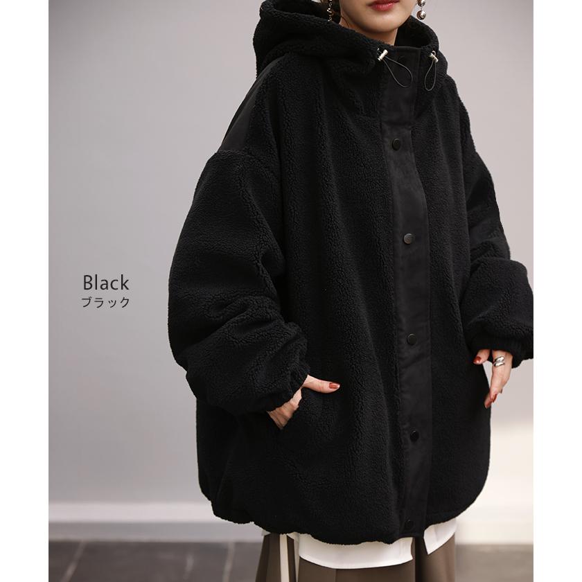 HUG.U ボアジャケット スウェード フード アウター レディース