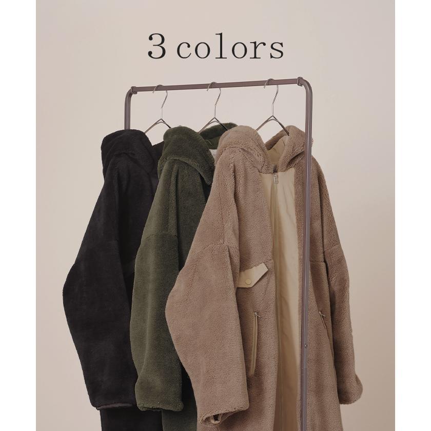 ボアコート フード アウター レディース ボア ロング コート パーカー ジャケット ブルゾン ボアパーカー | HUG.U | 14