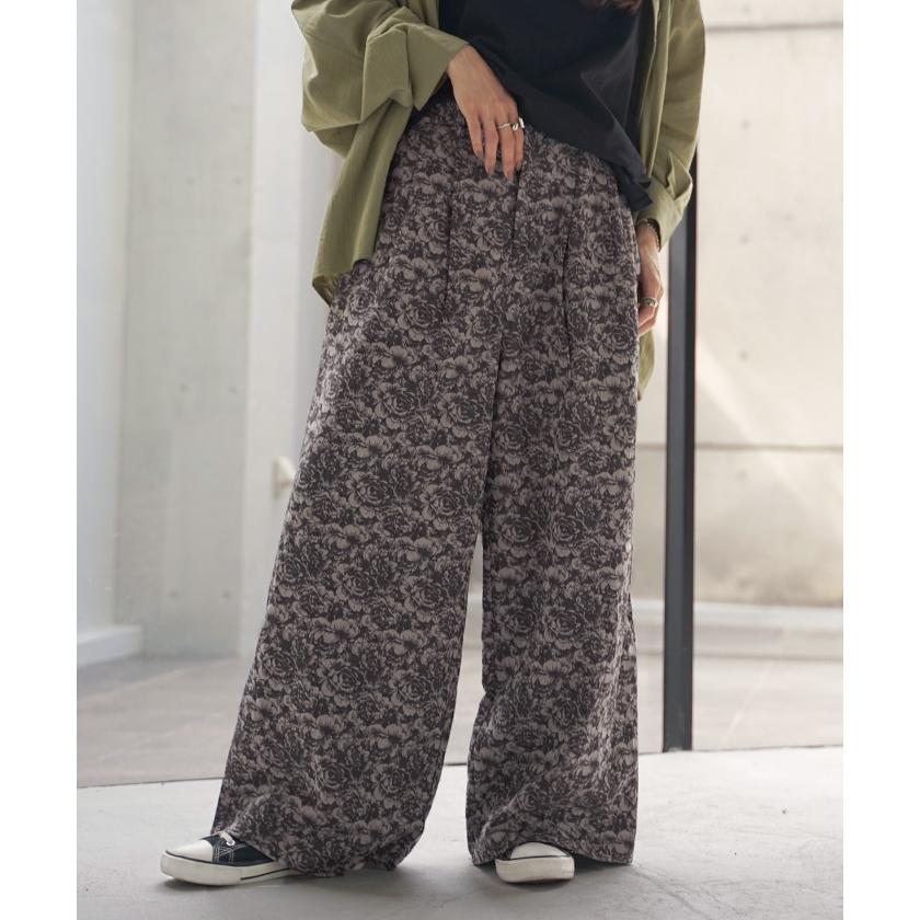 パンツ 別売り セットアップ可 ワイド ジャガード レディース ロング ワイドパンツ 太い ガウチョ ガウチョパンツ ズボン ずぼん | HUG.U | 05