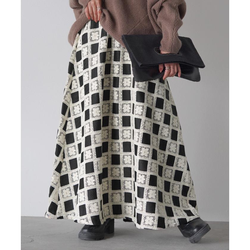 スカート かぎ編み レース レディース ボトムス ロング 異素材 ロング