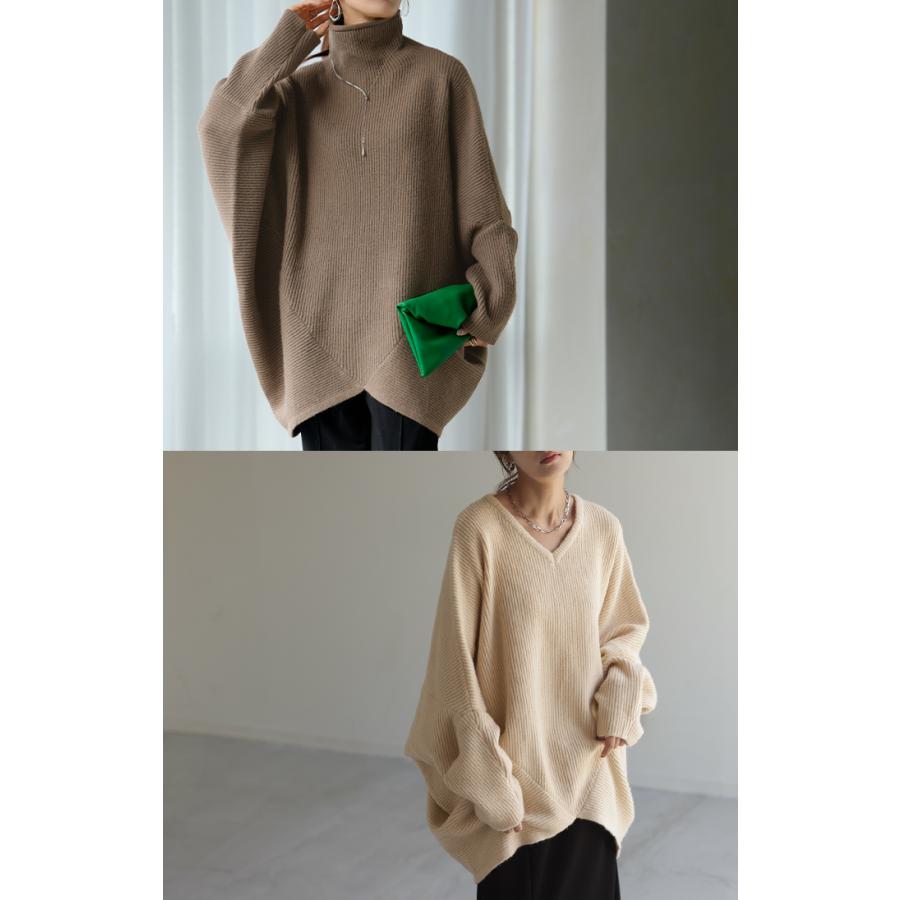 ニット トップス レディース コクーン ドルマン セーター ドルマンスリーブ ドルマンセーター 体型カバー ドルマンニット チュニック 長袖 長い | HUG.U | 25