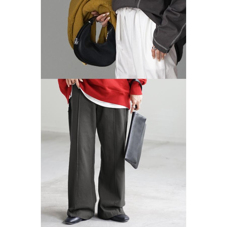 パンツ ワイド センターライン レディース ボトムス ボトム ロング 綿100％ ハイウエスト ズボン ずぼん ロングパンツ ウエストゴム ワイドパンツ | HUG.U | 08