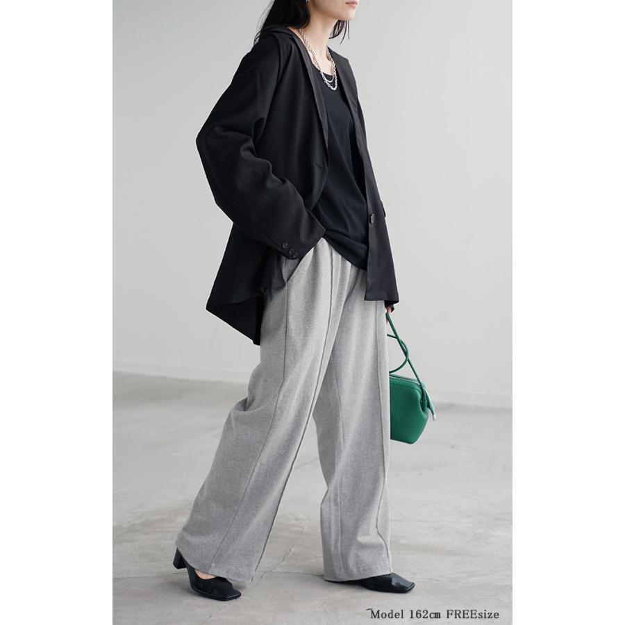 パンツ ワイド センターライン レディース ボトムス ボトム ロング 綿100％ ハイウエスト ズボン ずぼん ロングパンツ ウエストゴム ワイドパンツ | HUG.U | 09