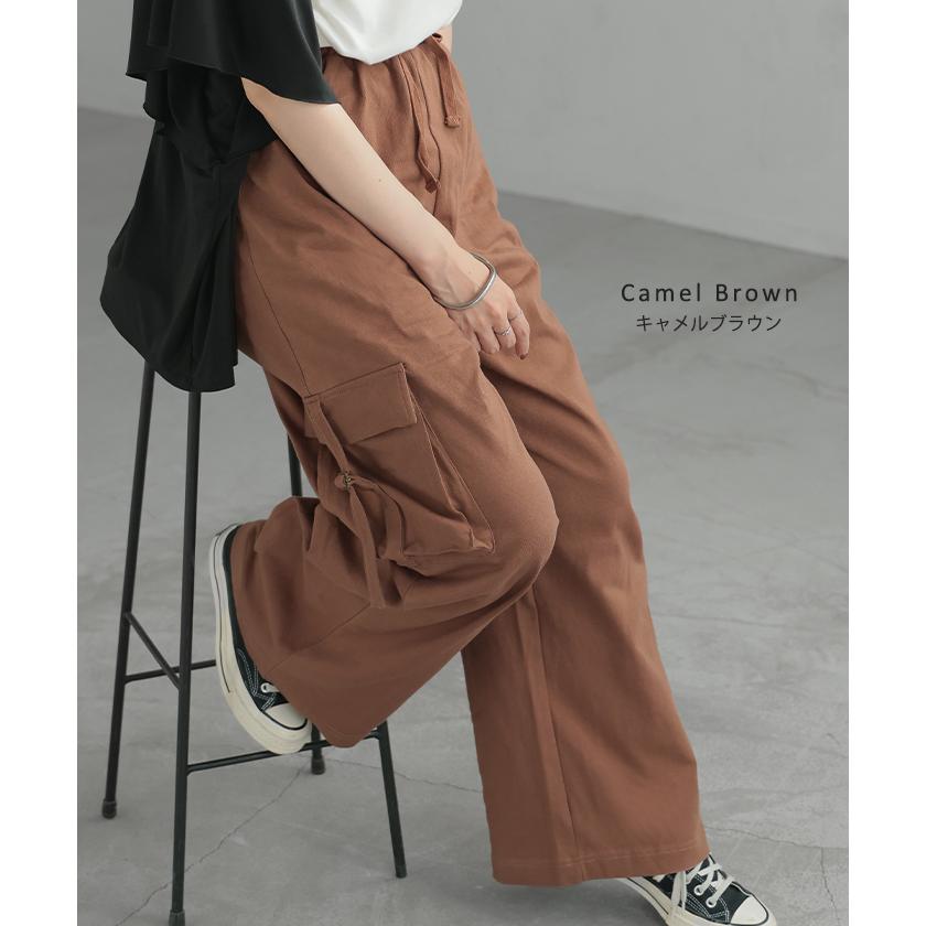 パンツ カーゴ ワイド ロング 綿100％ レディース ボトムス ボトム ハイウエスト ズボン ずぼん ロングパンツ | HUG.U | 15