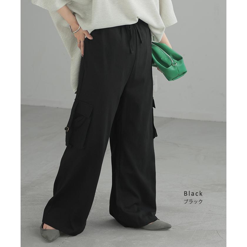 パンツ カーゴ ワイド ロング 綿100％ レディース ボトムス ボトム ハイウエスト ズボン ずぼん ロングパンツ | HUG.U | 18
