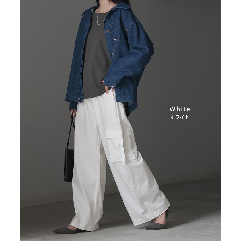 パンツ カーゴ ワイド ロング 綿100％ レディース ボトムス ボトム ハイウエスト ズボン ずぼん ロングパンツ | HUG.U | 20