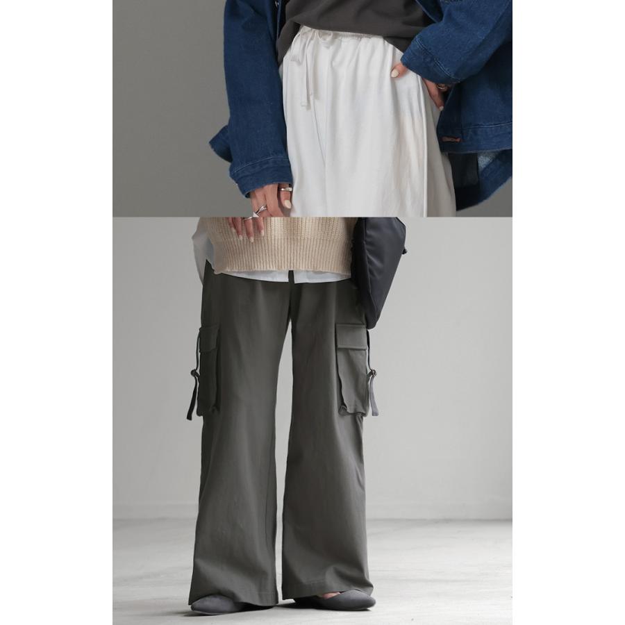 パンツ カーゴ ワイド ロング 綿100％ レディース ボトムス ボトム ハイウエスト ズボン ずぼん ロングパンツ | HUG.U | 08