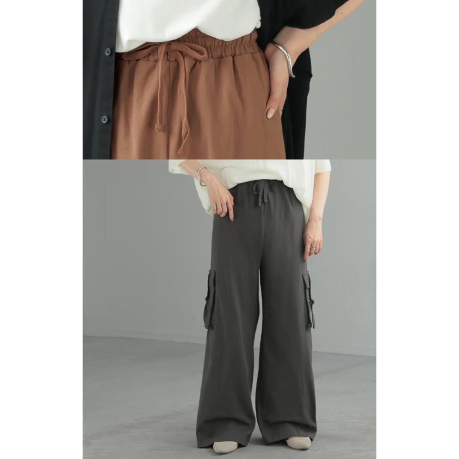 パンツ カーゴ ワイド ロング 綿100％ レディース ボトムス ボトム ハイウエスト ズボン ずぼん ロングパンツ | HUG.U | 08